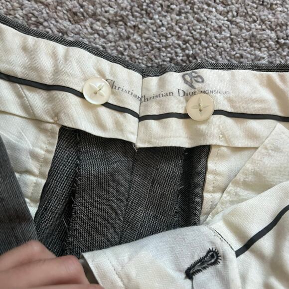 Vintage Christian Dior Monsieur Wool Plaid Suit Blazer Set Pleated trouser  70s - Picture 14 of 14